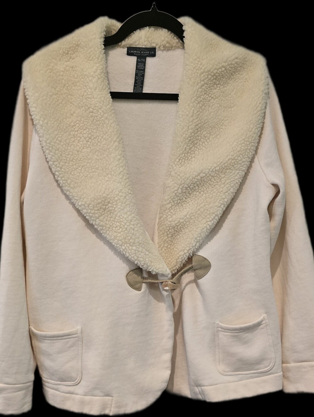 Lauren Ralph Lauren Cream Sherpa-Trim Toggle Jacket